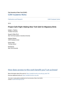 Project Safe Flight: Making New York Safe for Migratory Birds