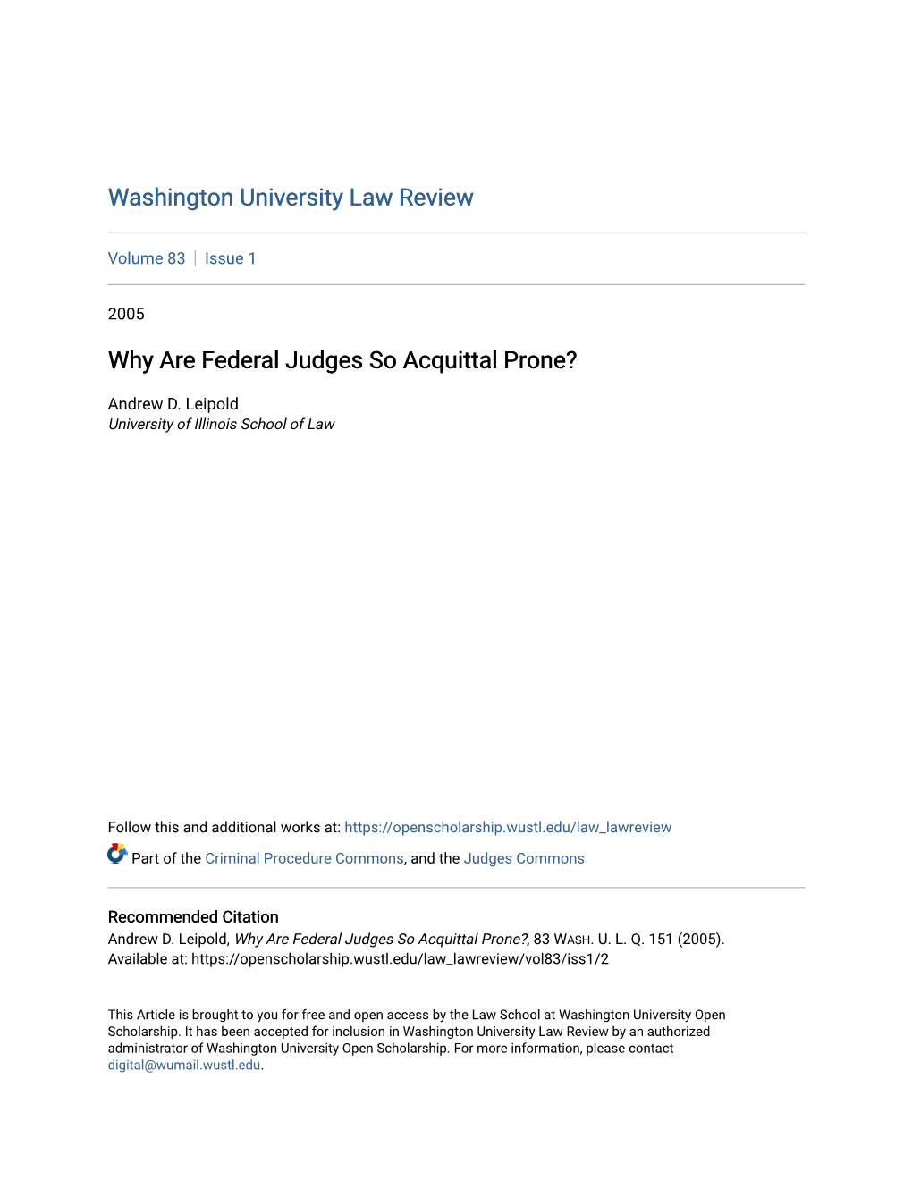 Why Are Federal Judges So Acquittal Prone?