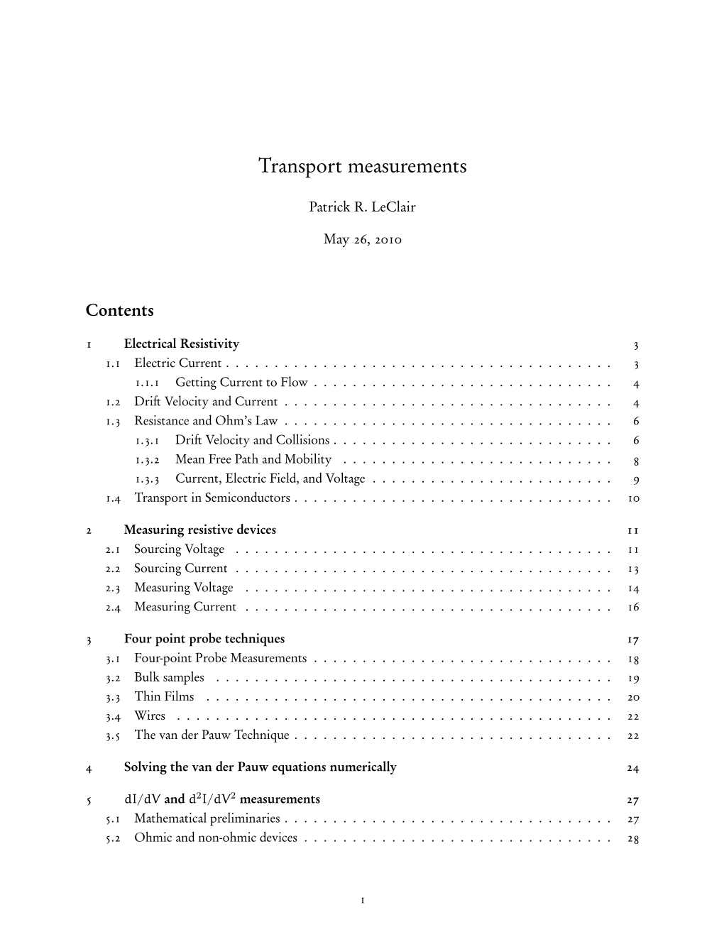 Transport Measurements