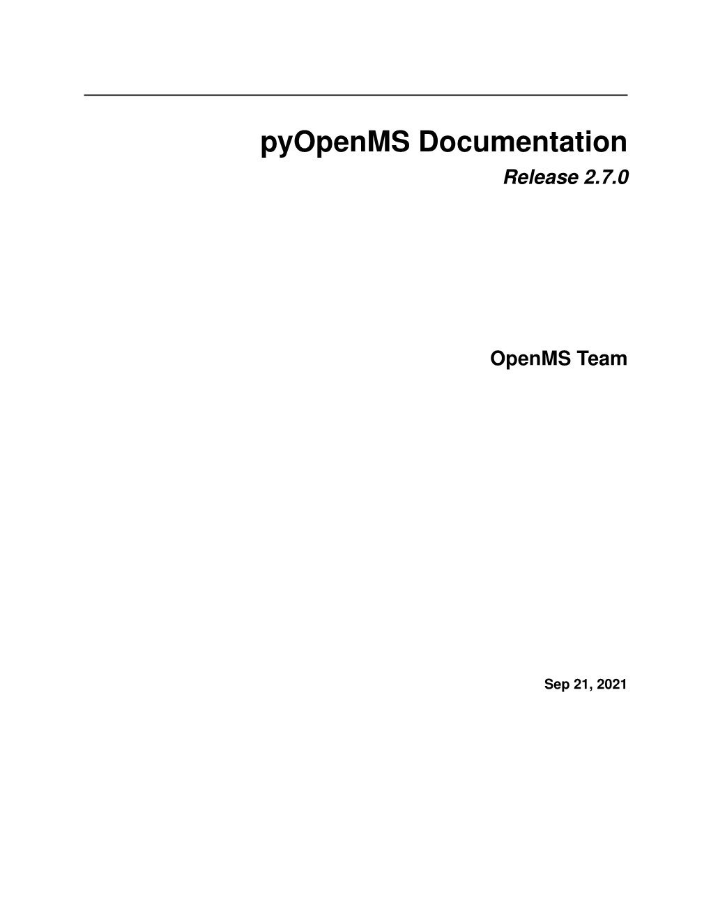 Pyopenms Documentation Release 2.7.0