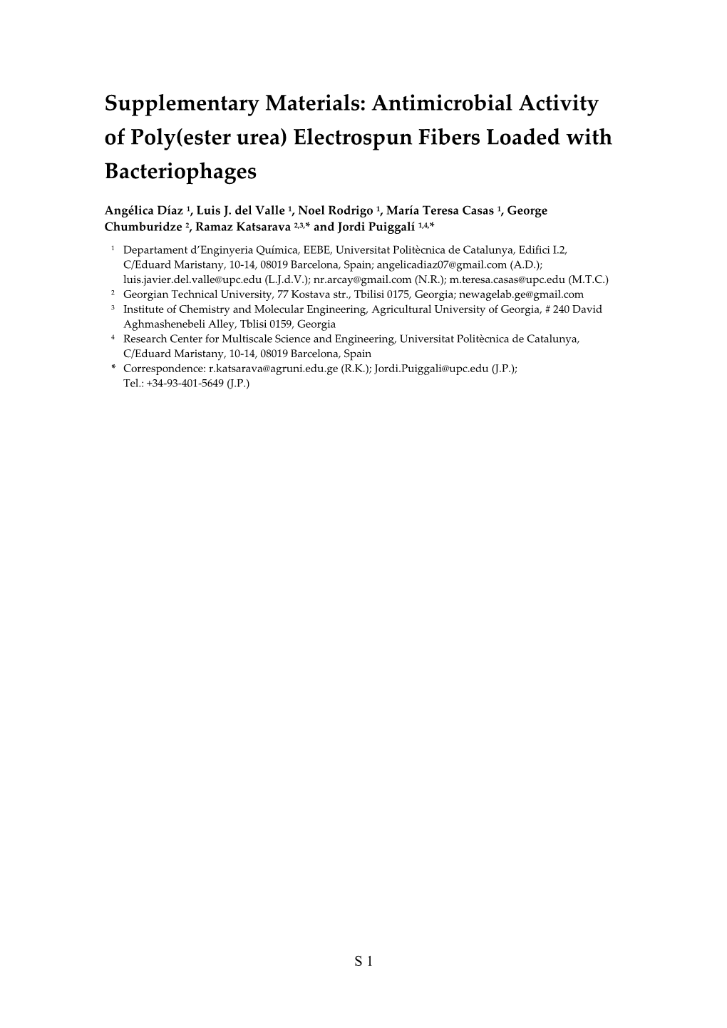 Antimicrobial Activity of Poly(Ester Urea) Electrospun Fibers Loaded with Bacteriophages