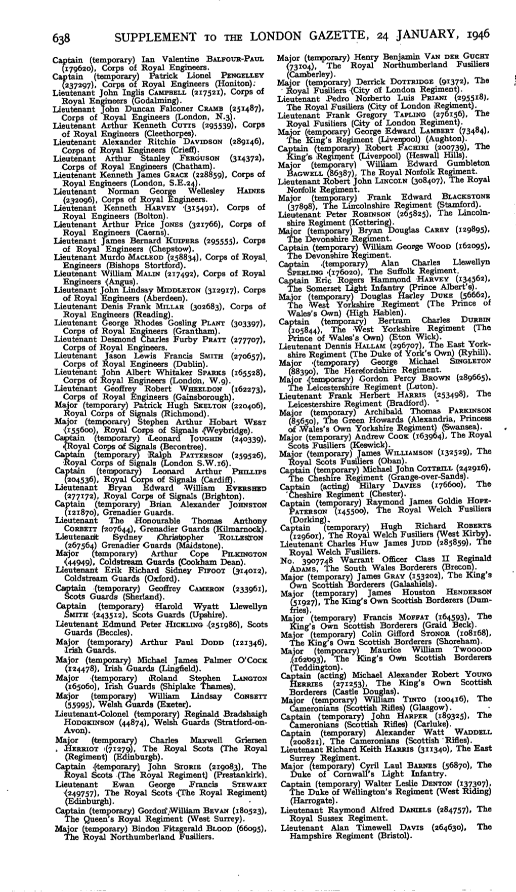 638 Supplement to the London Gazette, 24 January, 1946