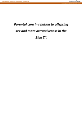 Parental Care in Relation to Offspring Sex and Mate Attractiveness in the Blue Tit