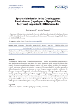 Lepidoptera, Nymphalidae, Satyrinae) Supported by DNA Barcodes