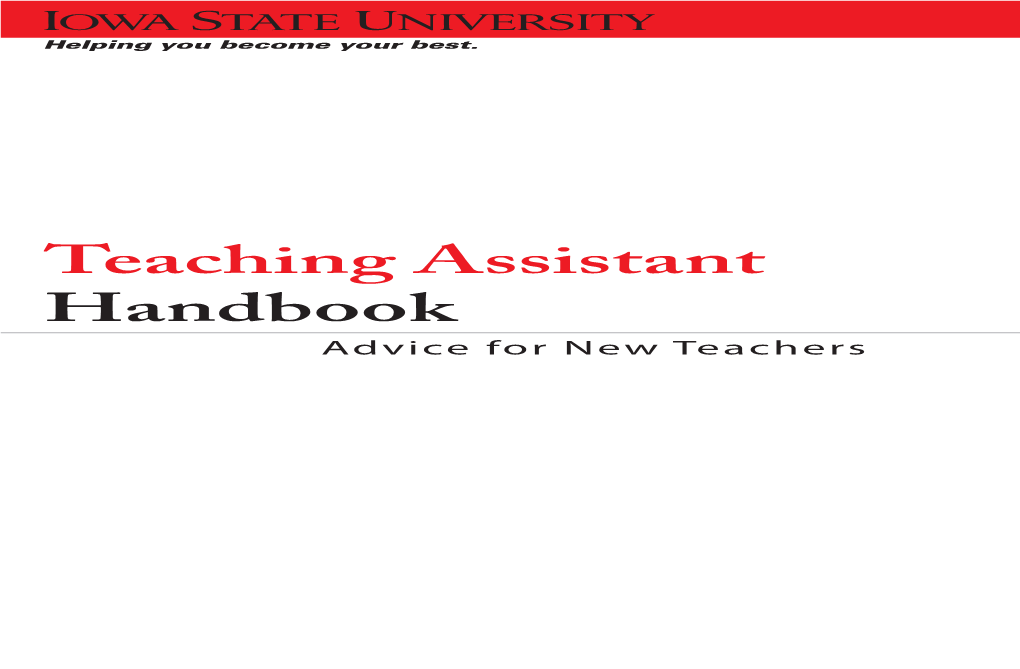 Teaching Assistant Handbook Advice for New Teachers TABLE of CONTENTS