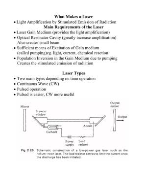 Lasers: Population Inversion, Gain, Cavities, Rate Equations