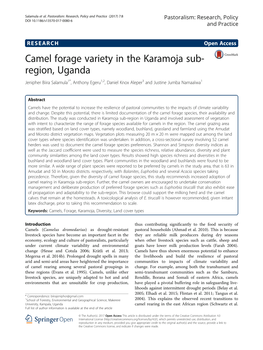 Camel Forage Variety in the Karamoja Sub-Region, Uganda