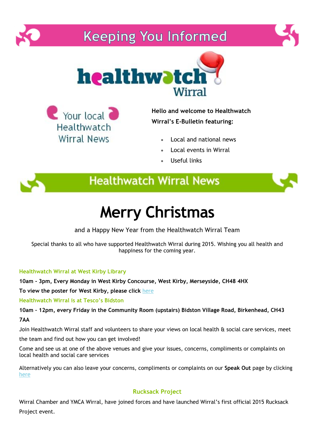 Merry Christmas and a Happy New Year from the Healthwatch Wirral Team