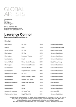 Laurence Connor Represented by Michael Garrett
