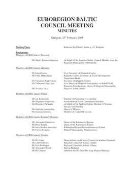 Euroregion Baltic Council Meeting Minutes