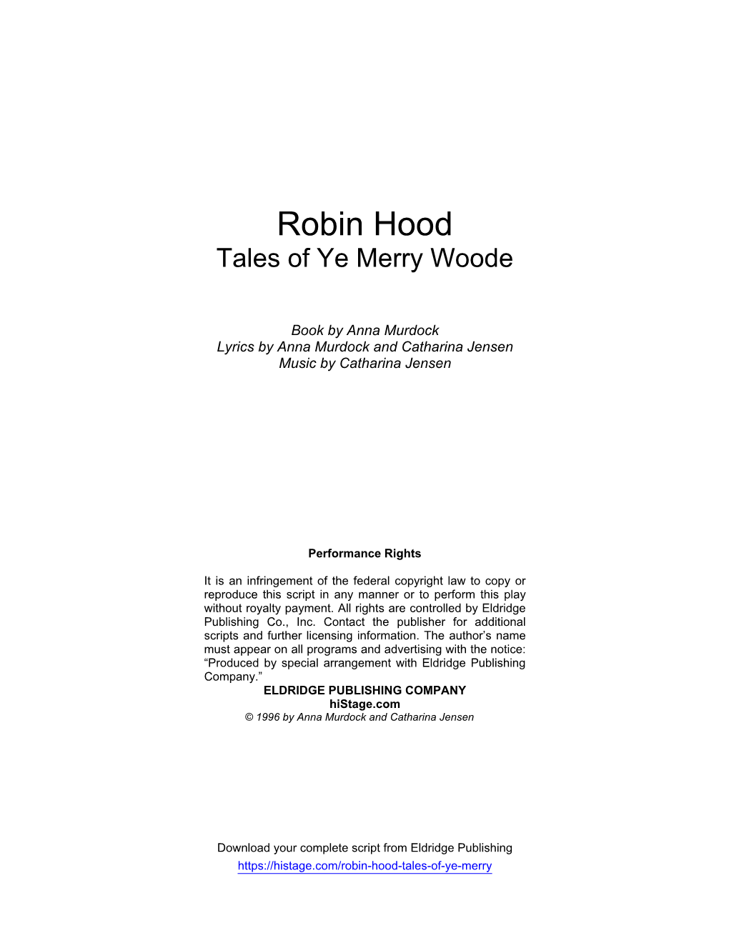 Robin Hood Tales of Ye Merry Woode