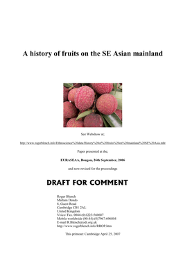 A History of Fruits on the SE Asian Mainland