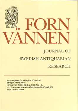 Kammergraver Fra Vikingtiden I Vestfold Stylegar, Frans-Arne Fornvännen 2005(100):3, S