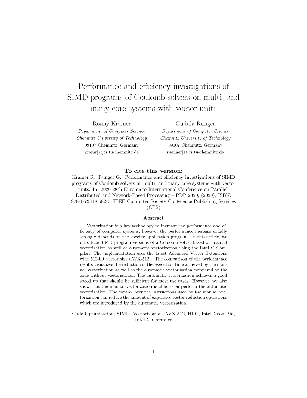 Performance and Efficiency Investigations of SIMD Programs of Coulomb Solvers on Multi- and Many-Core Systems with Vector Units