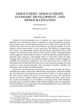 Odious Debt, Odious Credit, Economic Development, and Democratization