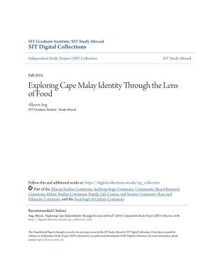 Exploring Cape Malay Identity Through the Lens of Food Allyson Ang SIT Graduate Institute - Study Abroad
