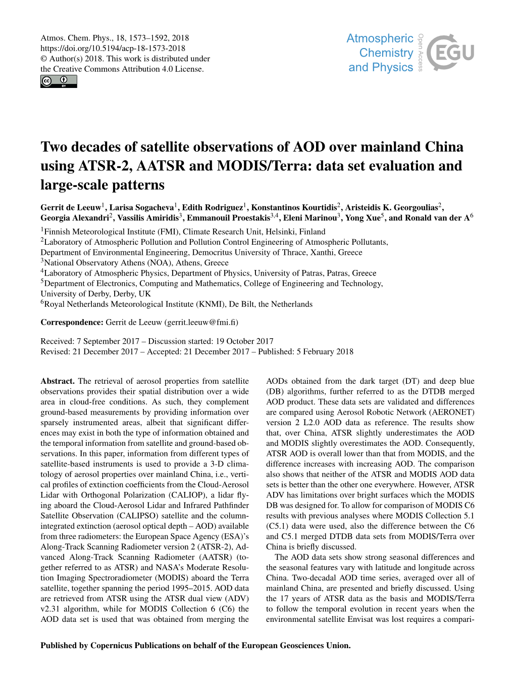 Two Decades of Satellite Observations of AOD Over Mainland China Using ATSR-2, AATSR and MODIS/Terra: Data Set Evaluation and Large-Scale Patterns