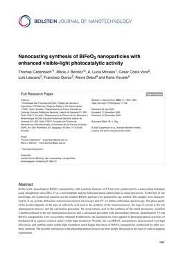 Nanocasting Synthesis of Bifeo3 Nanoparticles with Enhanced Visible-Light Photocatalytic Activity