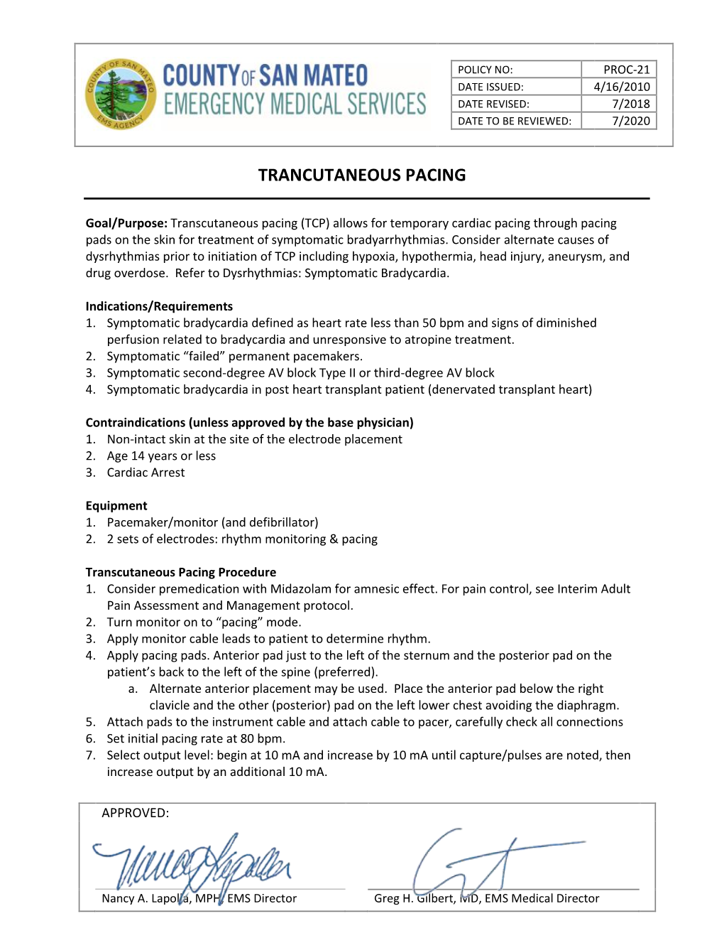 Trancutaneous Pacing