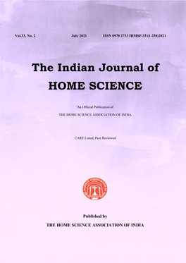 The Indian Journal of HOME SCIENCE