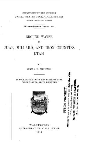 Ground Water in Juab, Millard, and Iron Counties, Utah