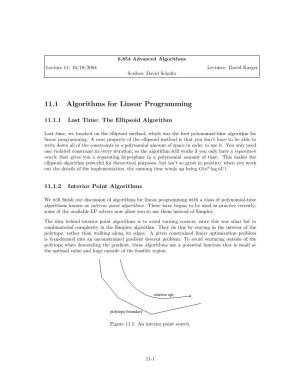 11.1 Algorithms for Linear Programming