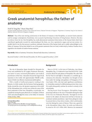 Greek Anatomist Herophilus: the Father of Anatomy