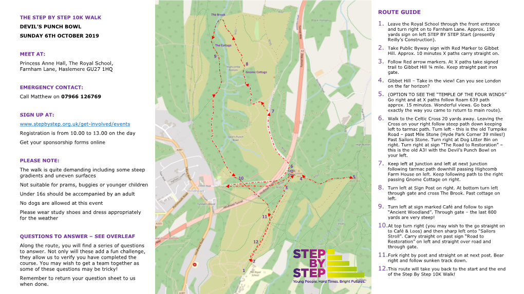 Route Guide the Step by Step 10K Walk 1