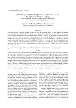 Anatomical and Physical Properties of Cultivated Two- and Four-Year-Old