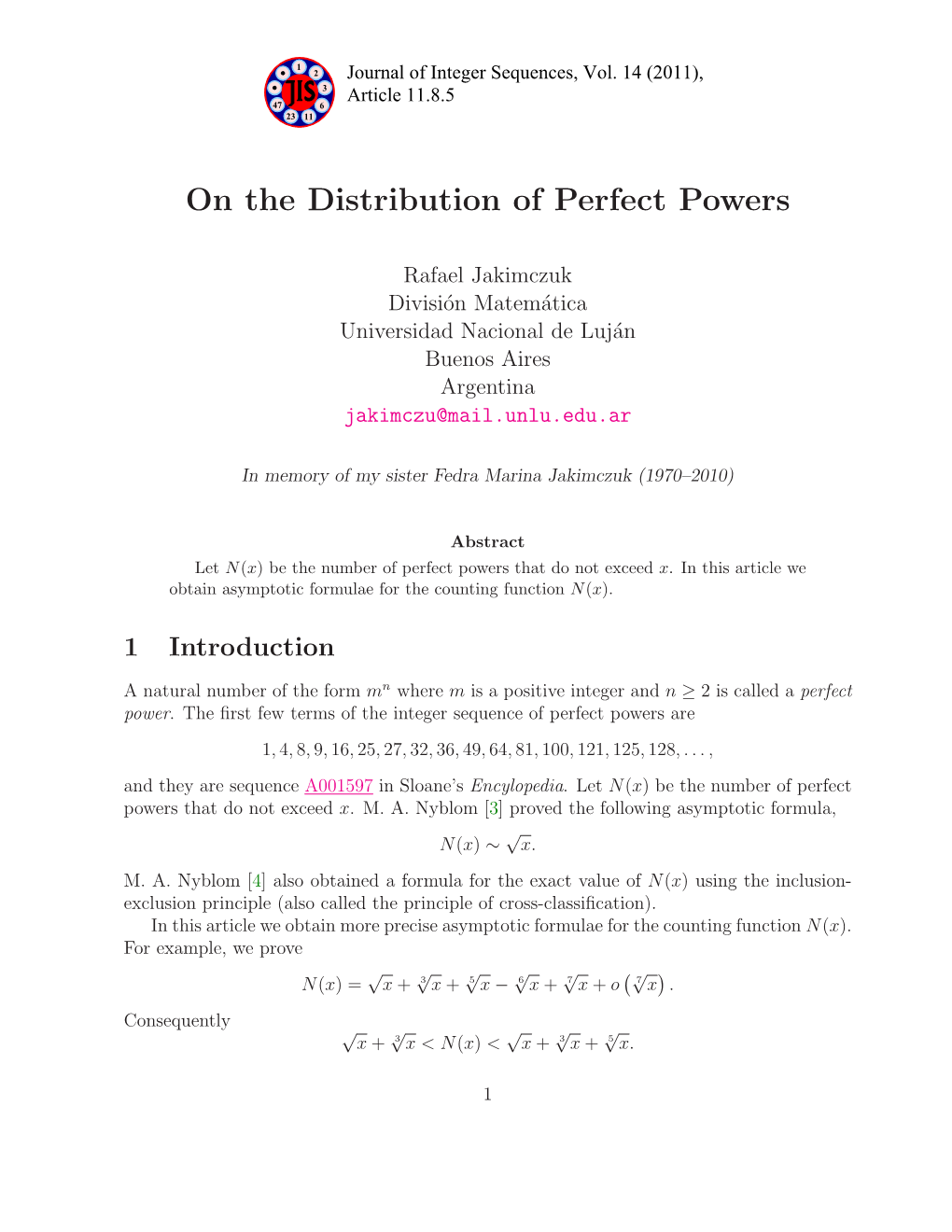 On the Distribution of Perfect Powers