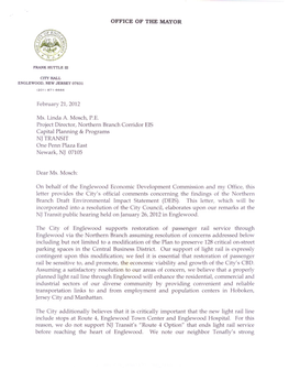 City of Englewood Position Letter to NJ Transit