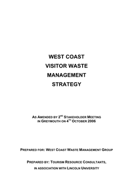 West Coast Visitor Waste Management Strategy