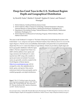 Deep-Sea Coral Taxa in the U.S. Northeast Region: Depth and Geographical Distribution