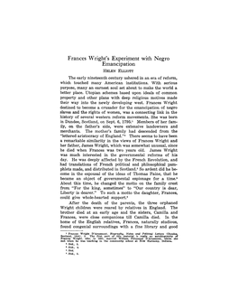 Frances Wright's Experiment with Negro Emancipation
