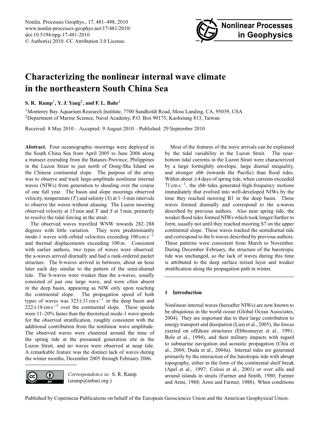 Characterizing the Nonlinear Internal Wave Climate in the Northeastern South China Sea