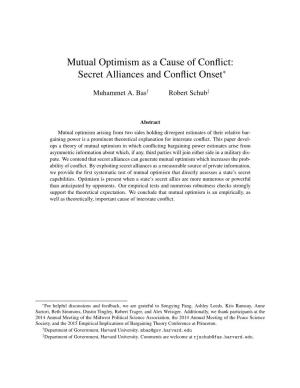 Mutual Optimism As a Cause of Conflict