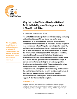 Why the United States Needs a National Artificial Intelligence Strategy and What It Should Look Like
