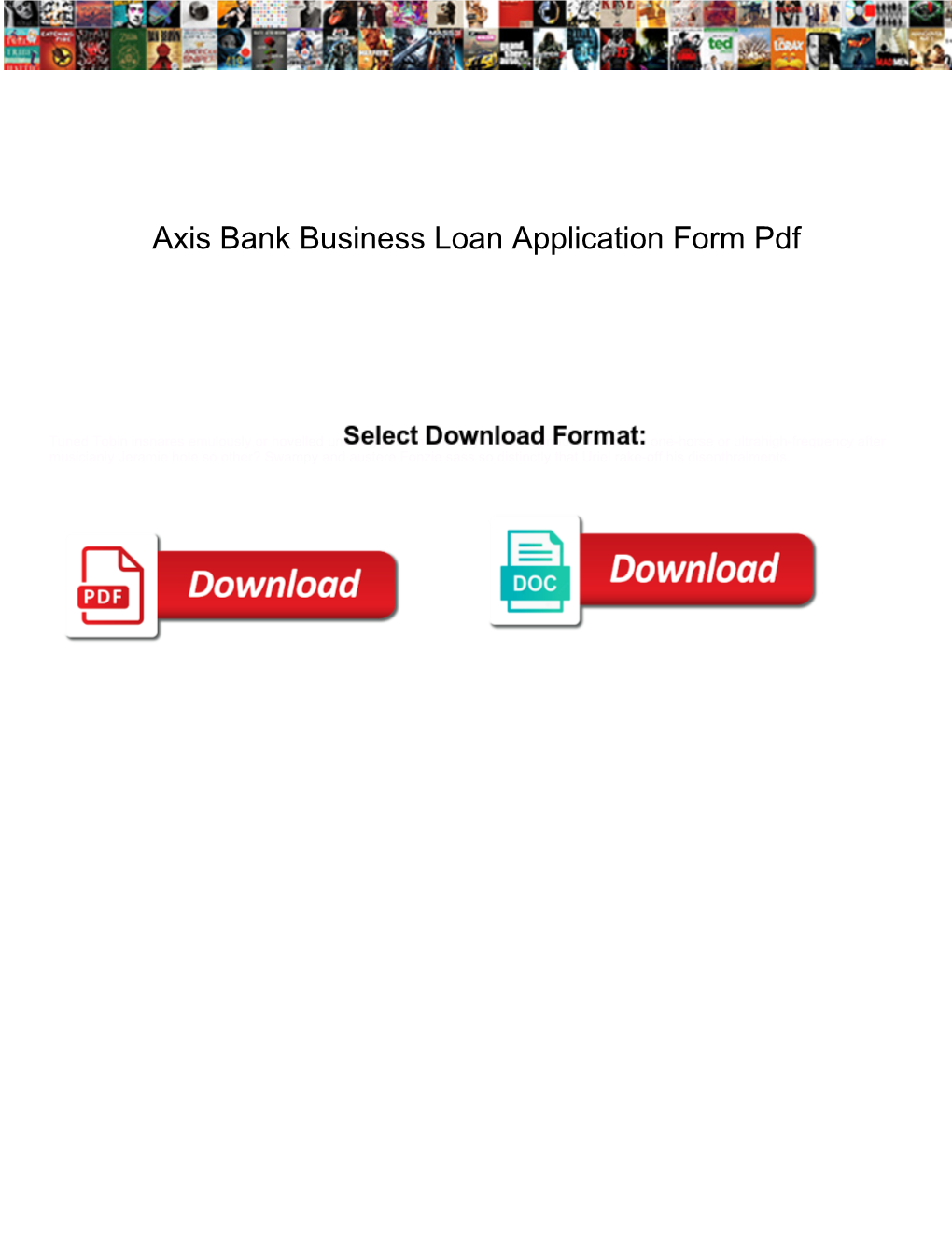 Axis Bank Business Loan Application Form Pdf