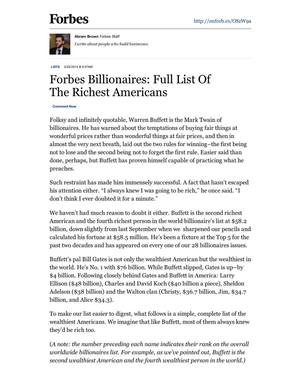 Forbes Billionaires: Full List Of The Richest Americans - DocsLib