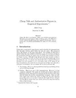 Cheap Talk and Authoritative Figures in Empirical Experiments ∗