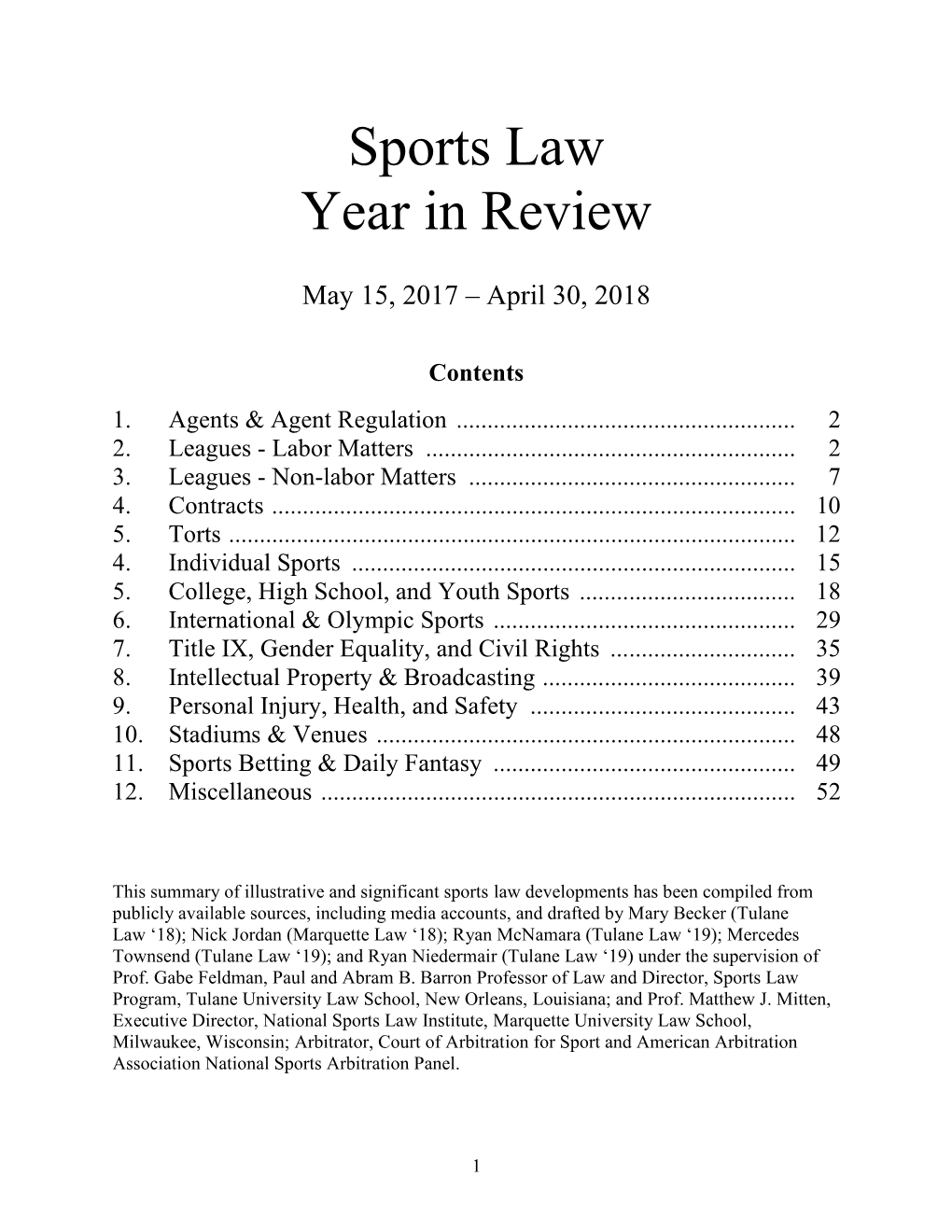 Sports Law Year in Review