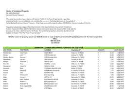 Johnson County Unclaimed Funds As of 7/8/2019