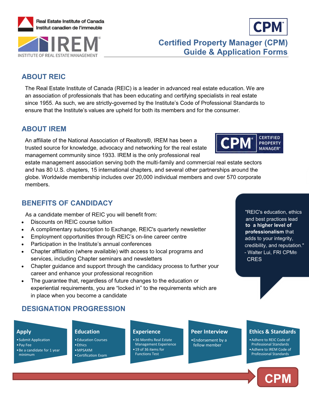 Certified Property Manager (CPM) Guide & Application Forms