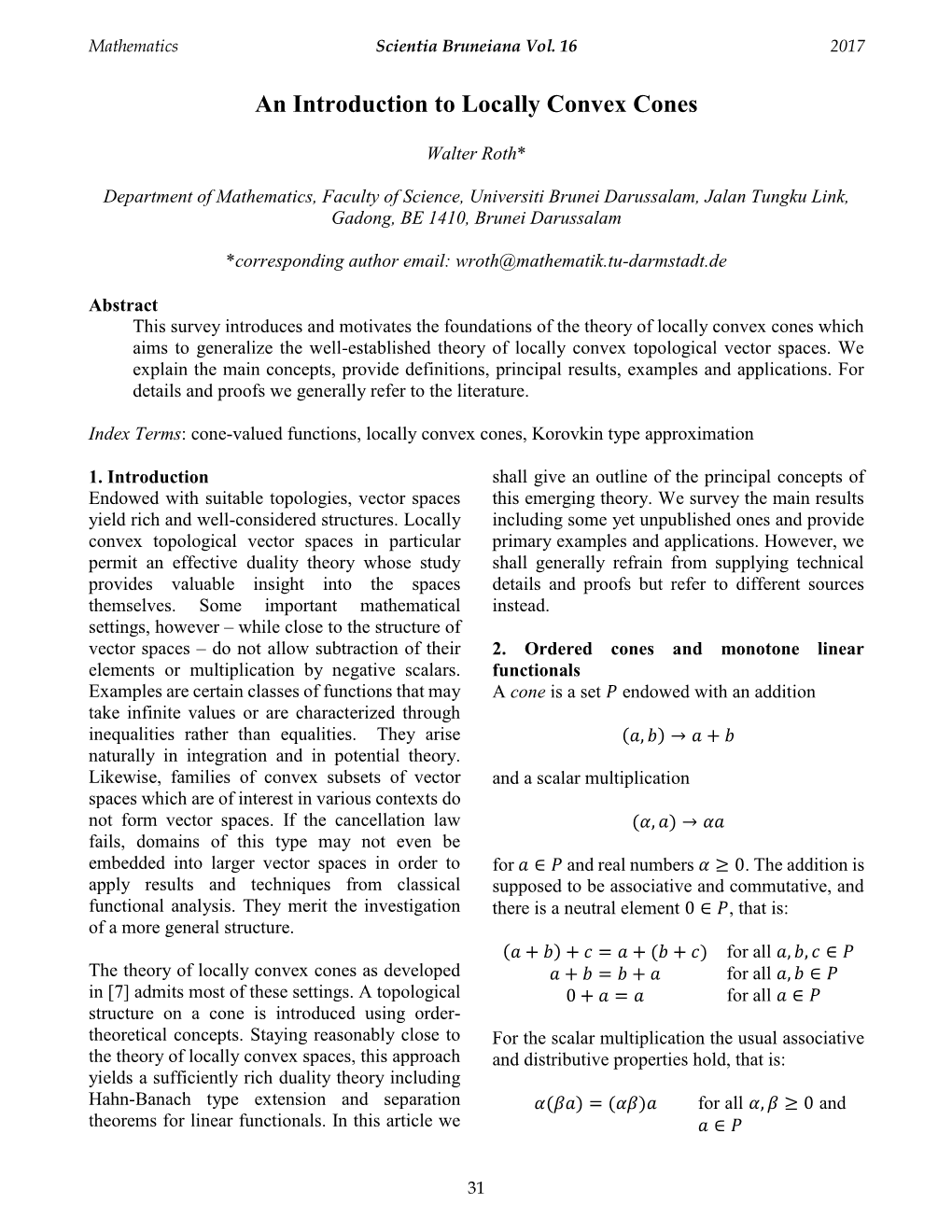 An Introduction to Locally Convex Cones