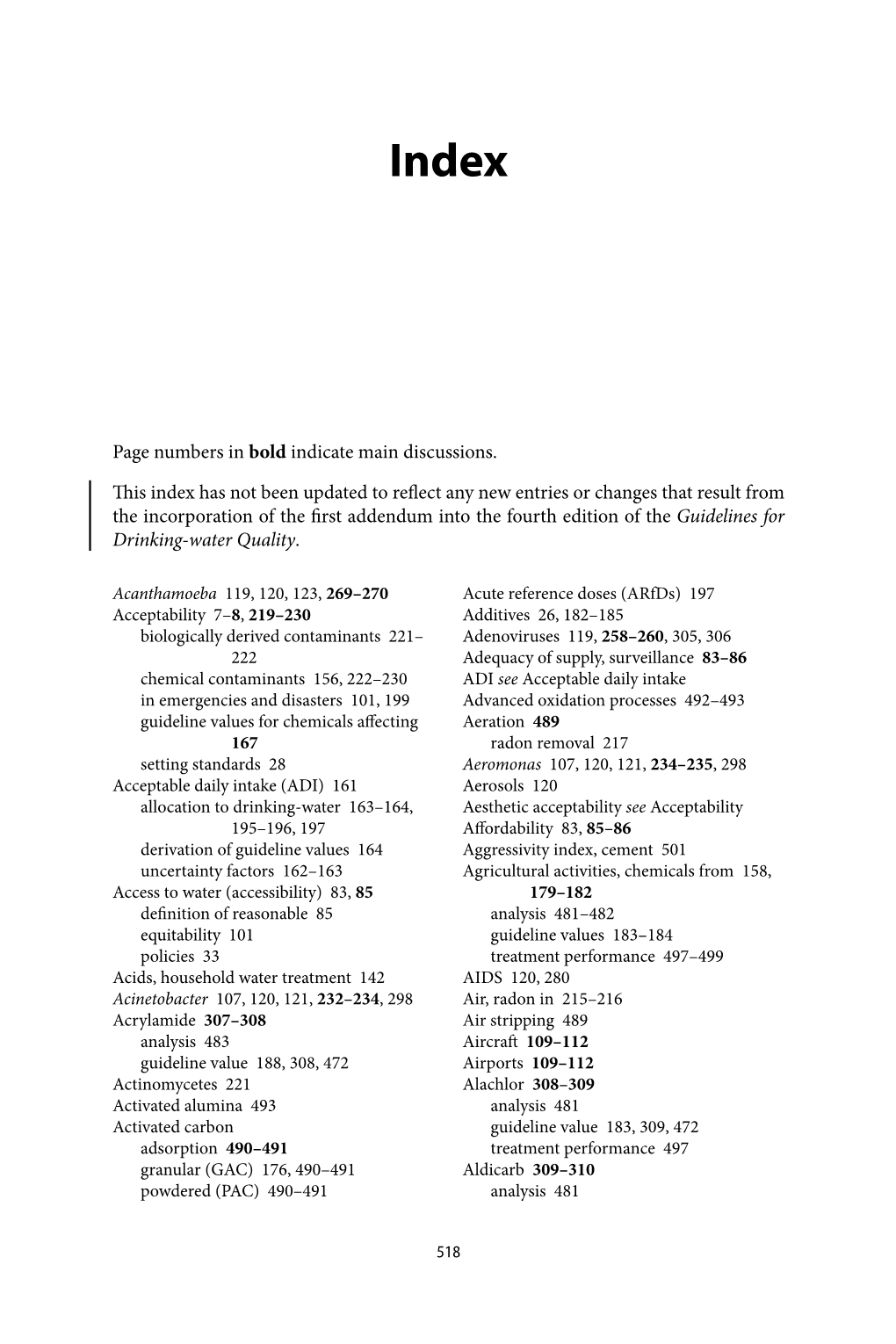 Page Numbers in Bold Indicate Main Discussions. This Index Has Not Been Updated to Reflect Any New Entries Or Changes That Resul