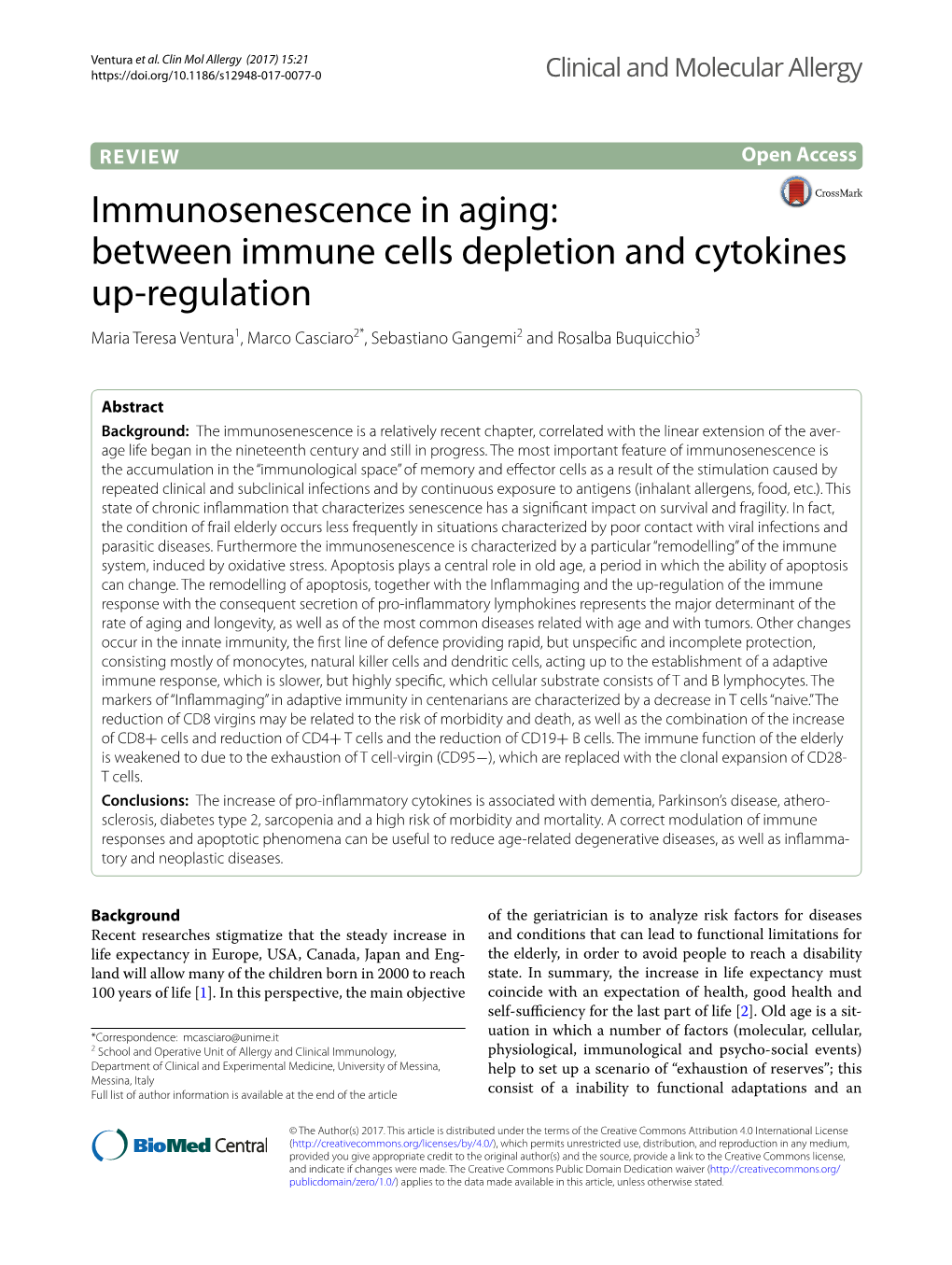 Immunosenescence in Aging: Between Immune Cells Depletion