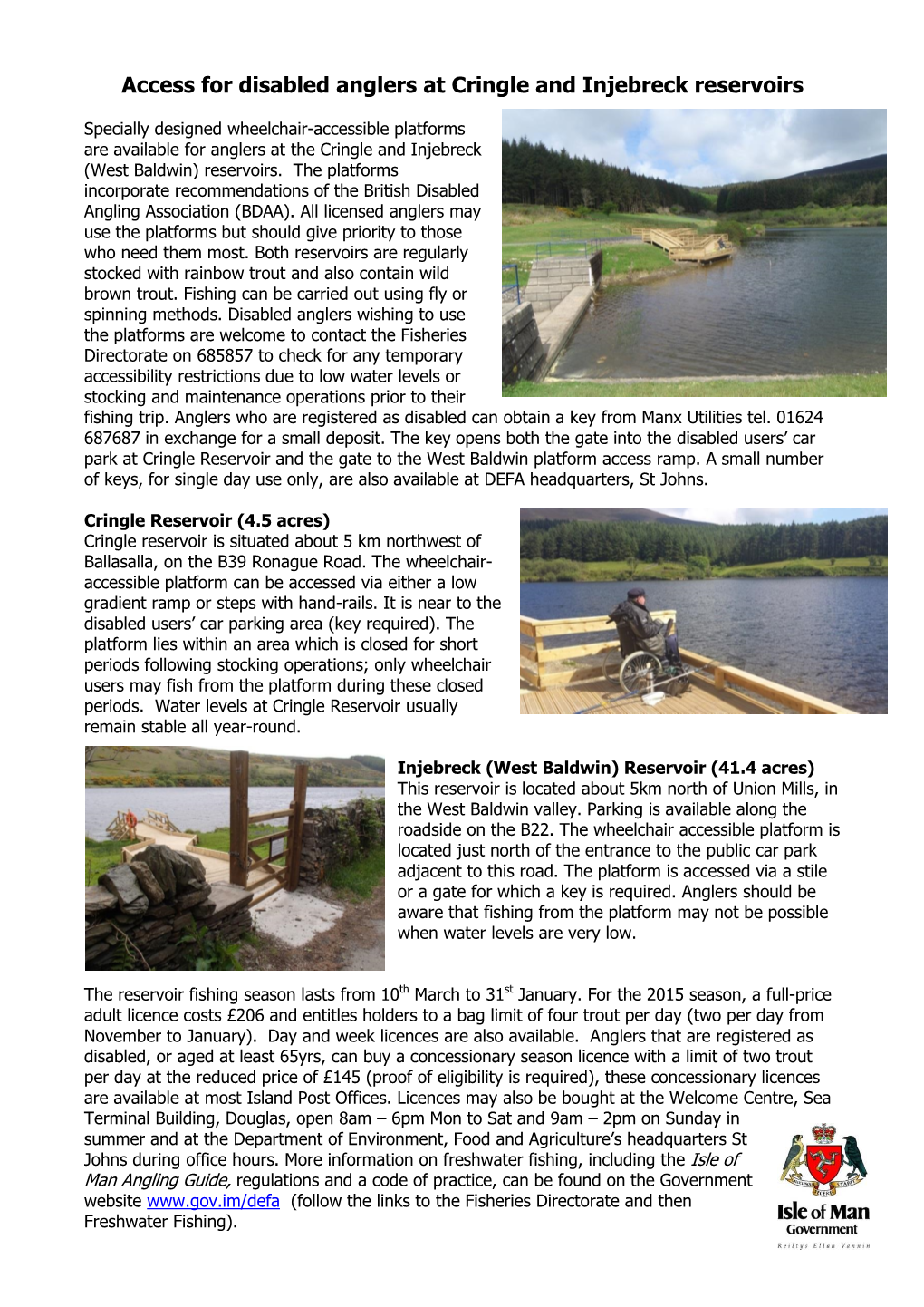 Access for Disabled Anglers at Cringle and Injebreck Reservoirs