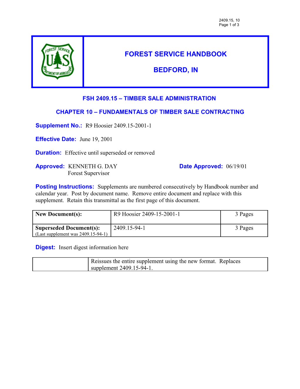 Fsh 2409.15 Timber SALE ADMINISTRATION