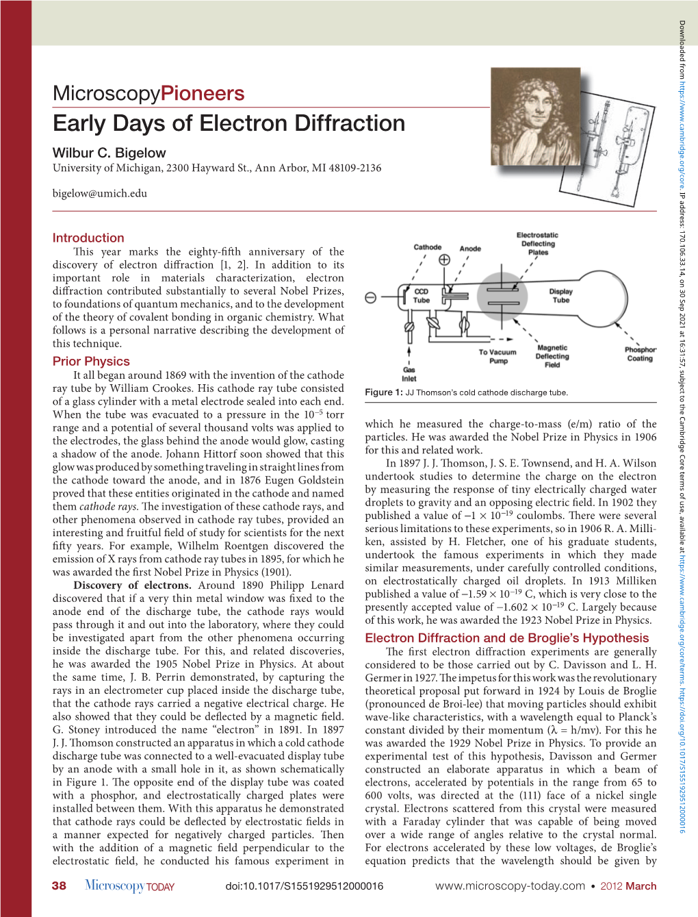 Early Days of Electron Diffraction Wilbur C