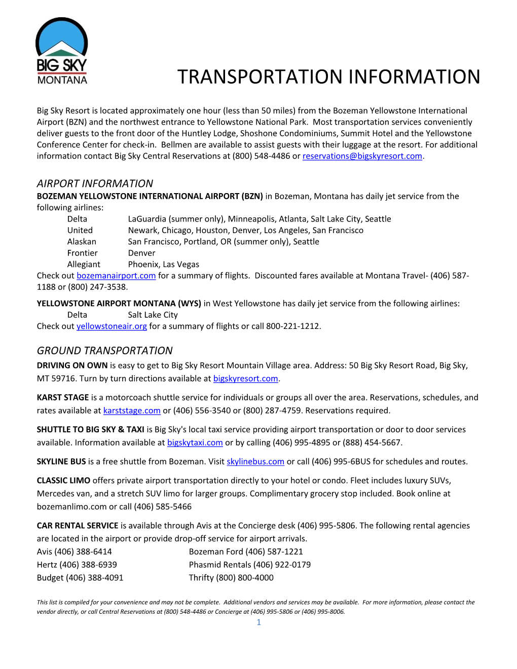 Transportation Information